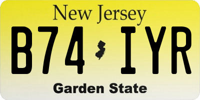NJ license plate B74IYR