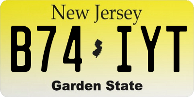 NJ license plate B74IYT