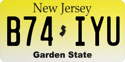 NJ license plate B74IYU