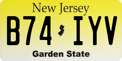 NJ license plate B74IYV
