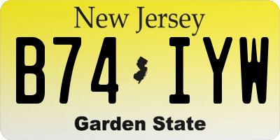 NJ license plate B74IYW