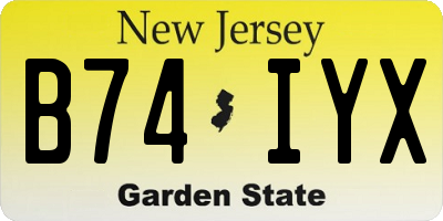 NJ license plate B74IYX