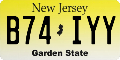 NJ license plate B74IYY