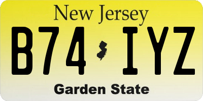 NJ license plate B74IYZ
