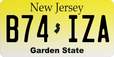 NJ license plate B74IZA