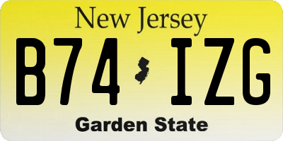 NJ license plate B74IZG