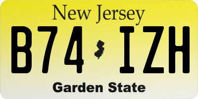 NJ license plate B74IZH