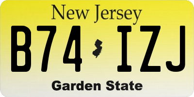 NJ license plate B74IZJ