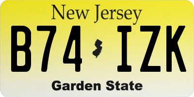 NJ license plate B74IZK