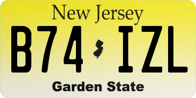 NJ license plate B74IZL