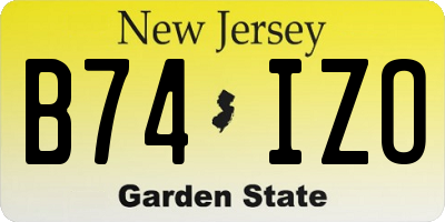 NJ license plate B74IZO
