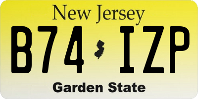 NJ license plate B74IZP