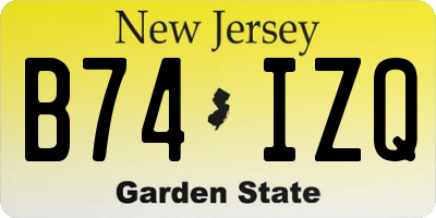 NJ license plate B74IZQ