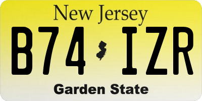 NJ license plate B74IZR