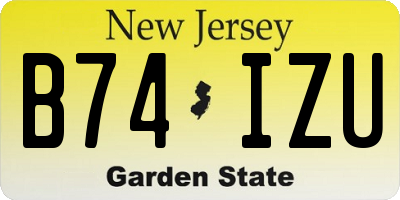 NJ license plate B74IZU
