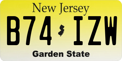 NJ license plate B74IZW