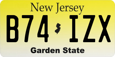 NJ license plate B74IZX
