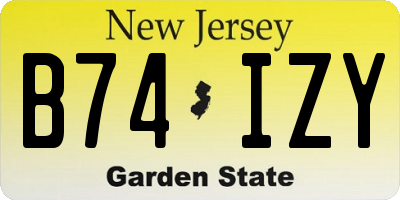NJ license plate B74IZY