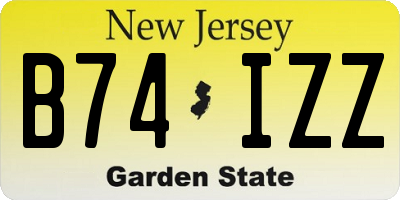 NJ license plate B74IZZ