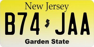 NJ license plate B74JAA