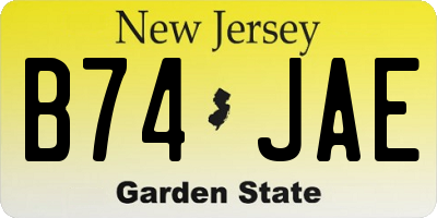 NJ license plate B74JAE