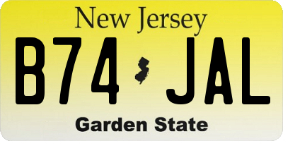 NJ license plate B74JAL