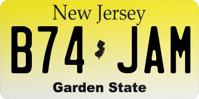 NJ license plate B74JAM