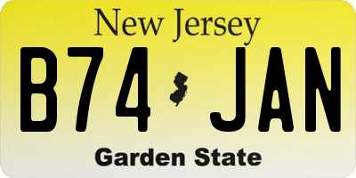 NJ license plate B74JAN
