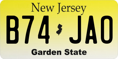 NJ license plate B74JAO