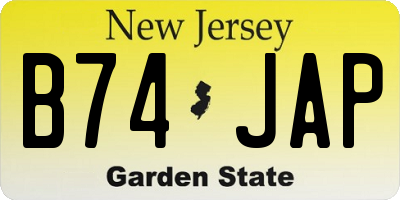 NJ license plate B74JAP
