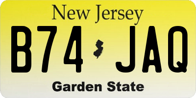 NJ license plate B74JAQ