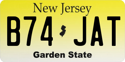 NJ license plate B74JAT