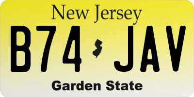 NJ license plate B74JAV