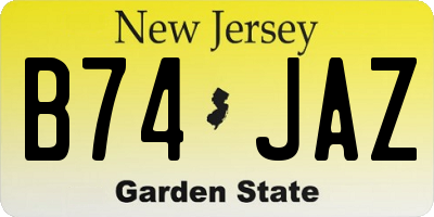 NJ license plate B74JAZ