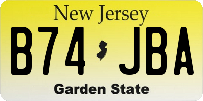 NJ license plate B74JBA