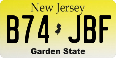 NJ license plate B74JBF