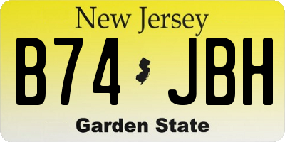 NJ license plate B74JBH