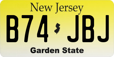 NJ license plate B74JBJ