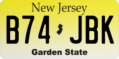 NJ license plate B74JBK