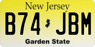 NJ license plate B74JBM