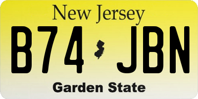 NJ license plate B74JBN