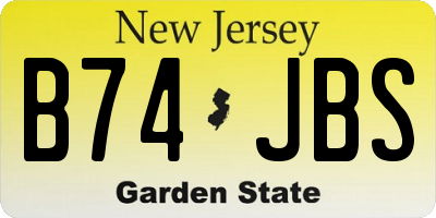 NJ license plate B74JBS