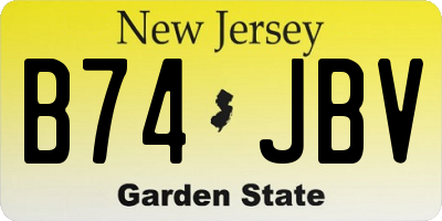 NJ license plate B74JBV