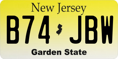 NJ license plate B74JBW