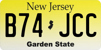 NJ license plate B74JCC
