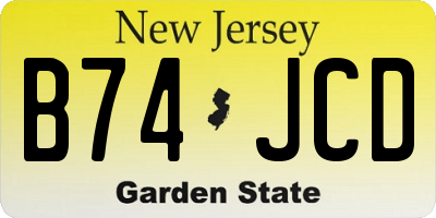 NJ license plate B74JCD