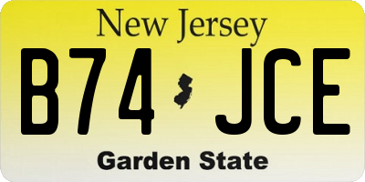NJ license plate B74JCE