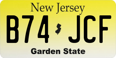 NJ license plate B74JCF