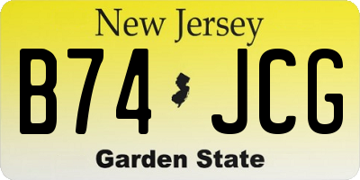 NJ license plate B74JCG