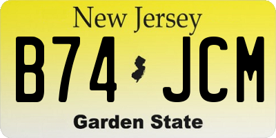 NJ license plate B74JCM